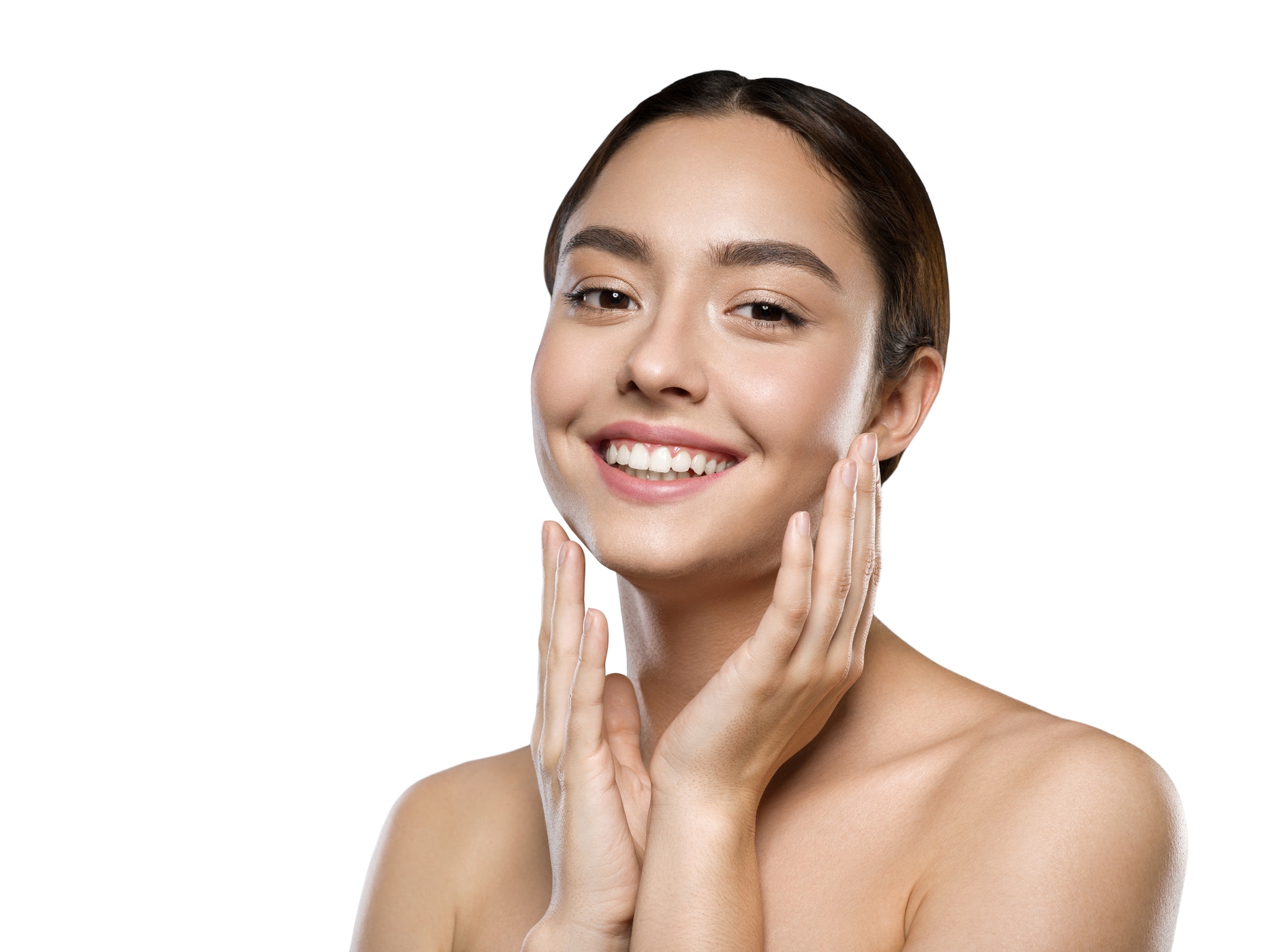 Healthy teeth smile woman beauty portrait brunette